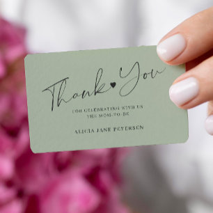 Budget-Babyparty-Skript sage-grün Dankeschön Mitteilungskarte