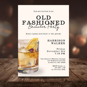 Budget Bachelor Party altmodisches Whiskey-Thema Einladung