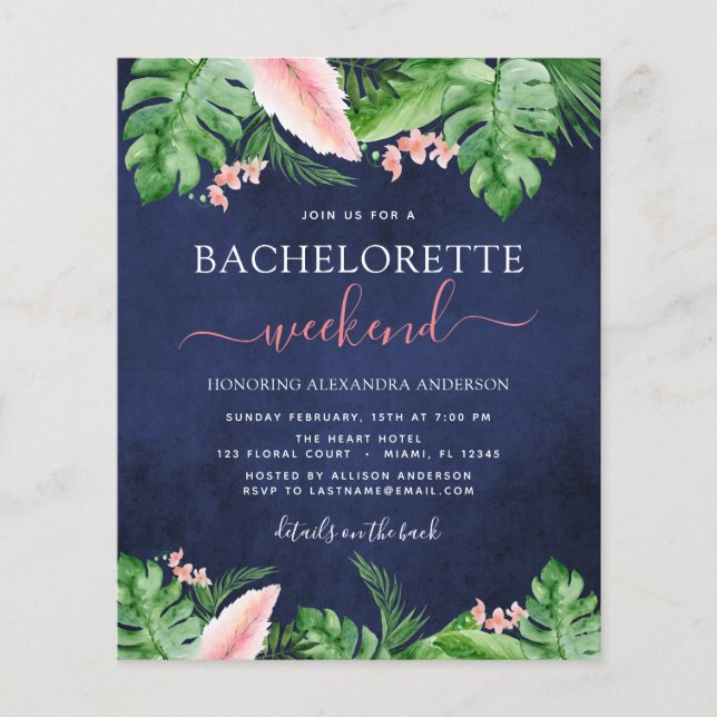 Budget Bachelorette Wochenende Reiseprogramm Tropi Flyer (Vorne)