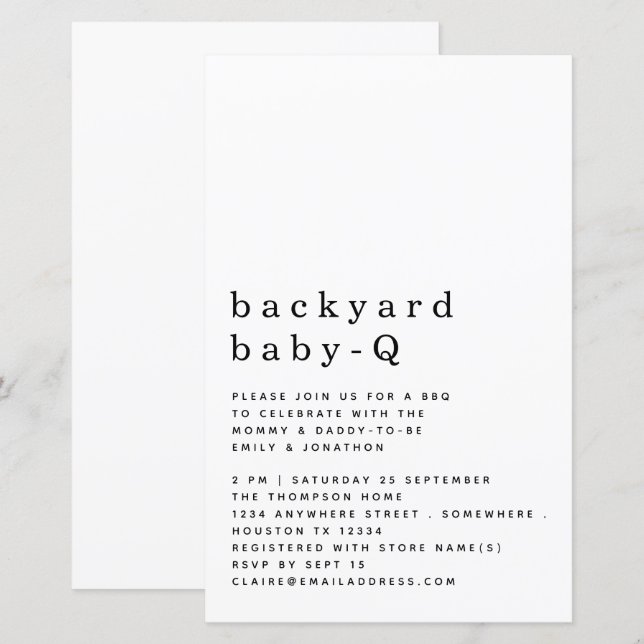 Budget Backyard Baby Q GRILLEN Shower Einfache Ein (Vorne/Hinten)