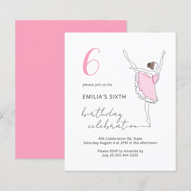 Budget Ballerina Hübsch Rosa Jeglicher Kindergebur (Vorne/Hinten)