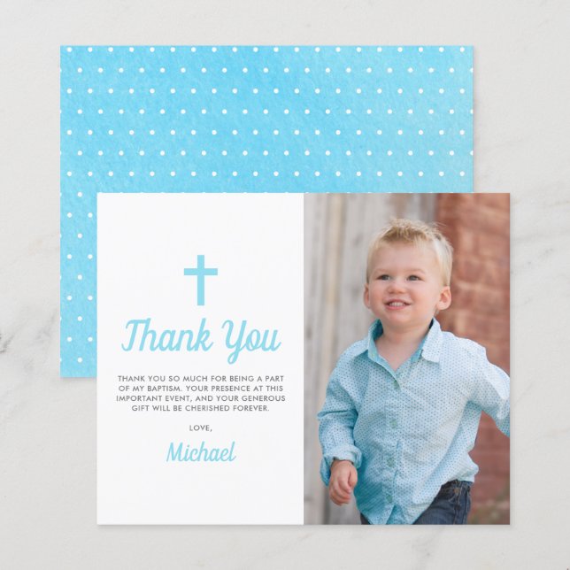 Budget Baptême Christening Photo Carte de remercie (Devant / Derrière)