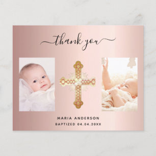 Budget baptême rose carte de remerciements photo o