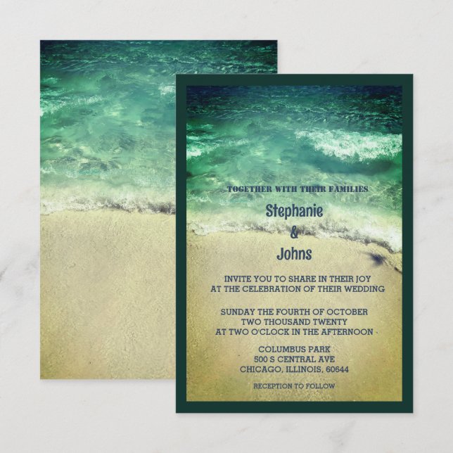 Budget Beach Aquamarin Türkis Grün Künstlerisch Ho Einladung (Vorne/Hinten)