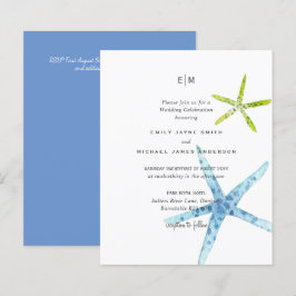 Budget Beach Life Blue Limone Hochzeitseinladungen