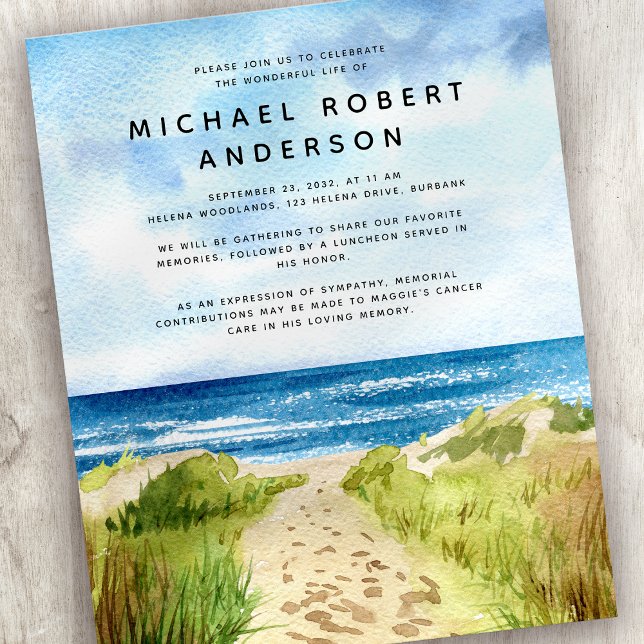 Budget Beach Ocean Celebration of Life Invitation (Von Creator hochgeladen)