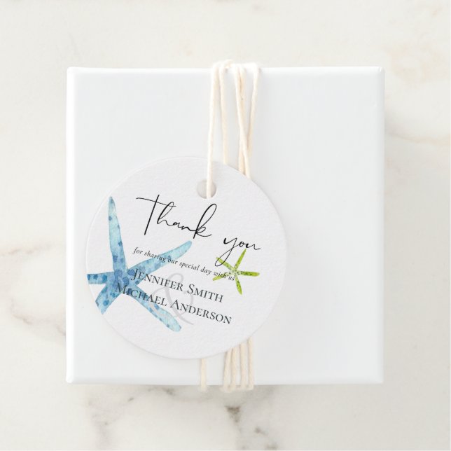 BUDGET BEACH Sea Ocean Life Wedding DANKE Geschenkanhänger (Beispiel)