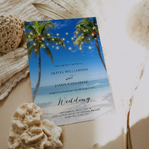 Budget Beach String Lights Hochzeitseinladung