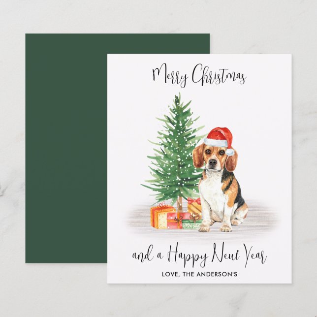 Budget Beagle Dog Santa Festive Frohe Weihnachten (Vorne/Hinten)