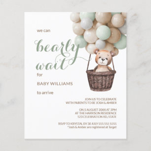 Budget Bearly Wait Teddy Balloon Green Baby Dusche