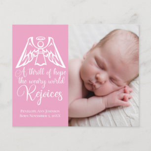 Budget Bébé fille photo Ange rose Carte de Noël