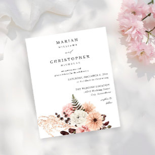 Budget Beige & Blush Pink Rustikale Hochzeit Flyer