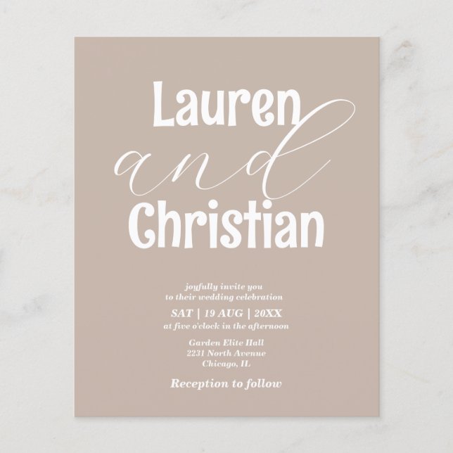 Budget Beige Scripture Wedding Einladung (Vorderseite)