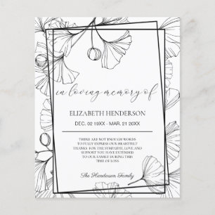 BUDGET Beileid Danke Karte. Papierblatt