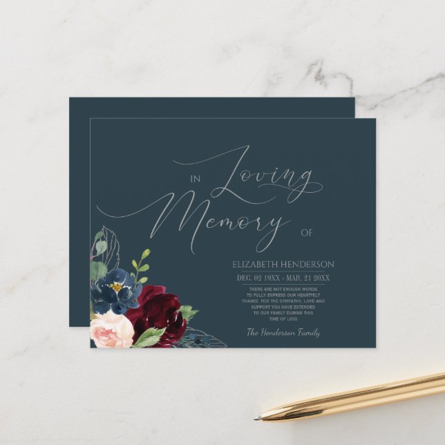 Budget Beileid Memory /Danke. (Vorderseite/Rückseite Beispiel)