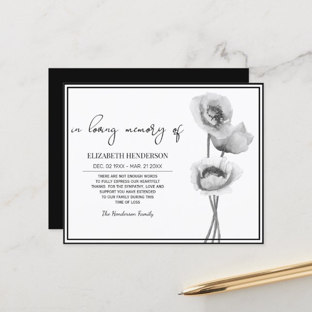 Budget Beileid Memory /Danke. (Vorderseite/Rückseite Beispiel)