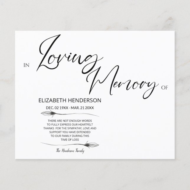 Budget Beileid Memory /Danke. Flyer (Vorne)