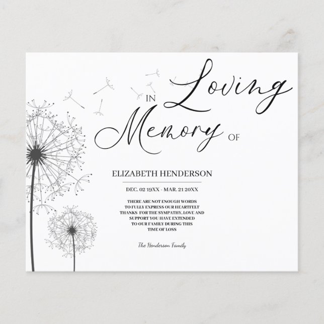 Budget Beileid Memory /Danke. Flyer (Vorne)