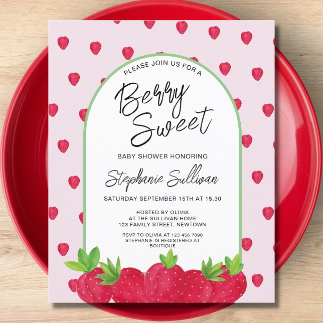 Budget Berry Sweet Strawberry Baby Shower Einladun (Von Creator hochgeladen)