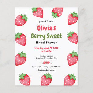 Budget Berry Sweet Strawberry Brautparty Einladung Flyer