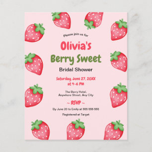 Budget Berry Sweet Strawberry Brautparty Einladung Flyer