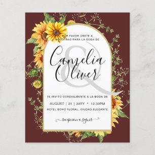 BUDGET Bilingual Sunflowers Spanish Wedding Boda Flyer