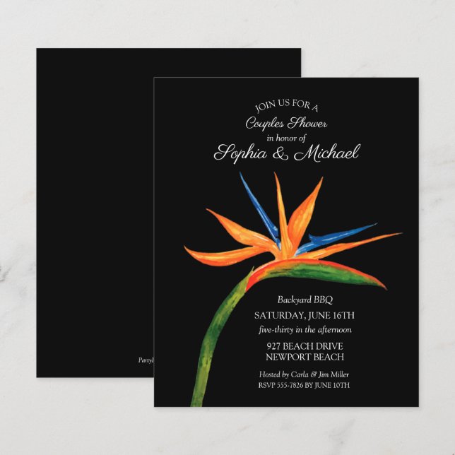 Budget Bird of Paradise Paares Dusche Einladungen (Vorne/Hinten)