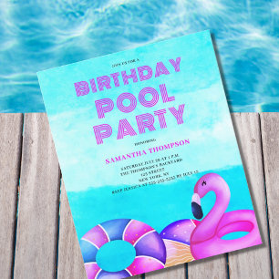 Budget Birthday Pool Party Einladung