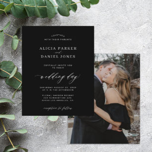 Budget black and white photo wedding invitation