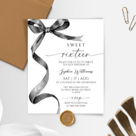 Budget Black Bow Sweet 16 Geburtstag Einladung