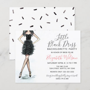 Budget Black Dress Junggeselinnen-Abschied Einladu