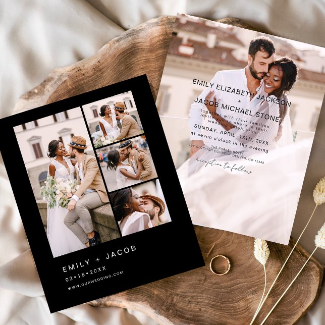 Budget Black Elegant Minimalistisch Hochzeitseinla Flyer (Von Creator hochgeladen)