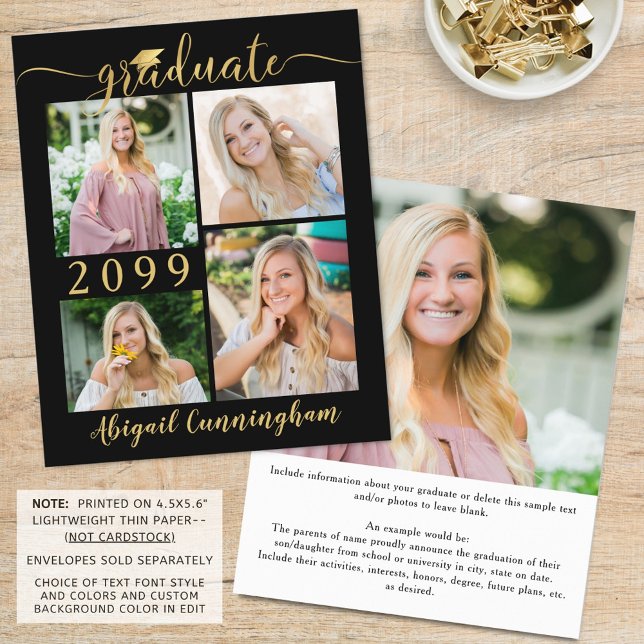 Budget Black Gold 5 Foto Graduate Ankündigung (Von Creator hochgeladen)