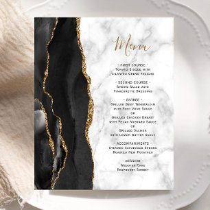 Budget Black Gold Agate Marble Wedding Menü