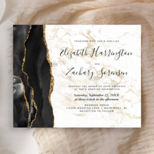 Budget Black Gold Agate Marmor Einladung Hochzeit