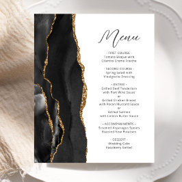 Budget Black Gold Agate Skript Hochzeitsmenü