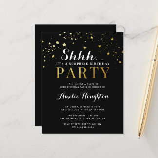 Budget Black & Gold Confetti Shhh Überraschungs-Pa