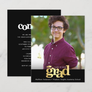 Budget Black Gold Foto Abschluss Fett Cap Einladun