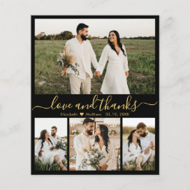 Budget Black Gold Foto Hochzeit Dankeschön Card