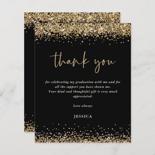 Budget Black Gold Glitzer 2024 Abschluss Danke (Vorne/Hinten)