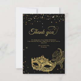 BUDGET Black Gold Glitzer Masquerade Vielen Dank Mitteilungskarte