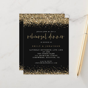 Budget Black Gold Glitzer Probe Einladung