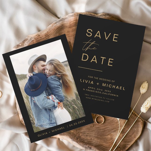 Budget Black Gold Save the Date Elegantes Foto (Von Creator hochgeladen)