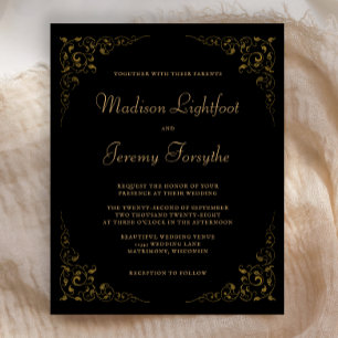 Budget Black Gold Vintage Auflage Einladung