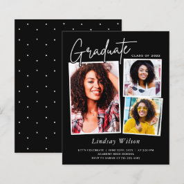 Budget Black Grad 3 Foto Graduation Einladungen
