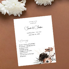 Budget Black&NaturalFloral Boho Wedding Programm 2 Flyer