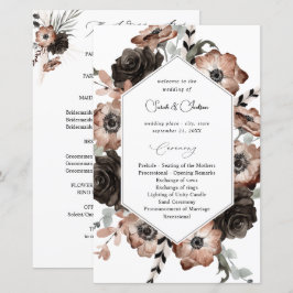 Budget Black &NaturalFloral Boho Wedding Programme