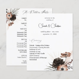 Budget Black &NaturalFloral Boho Wedding Programme