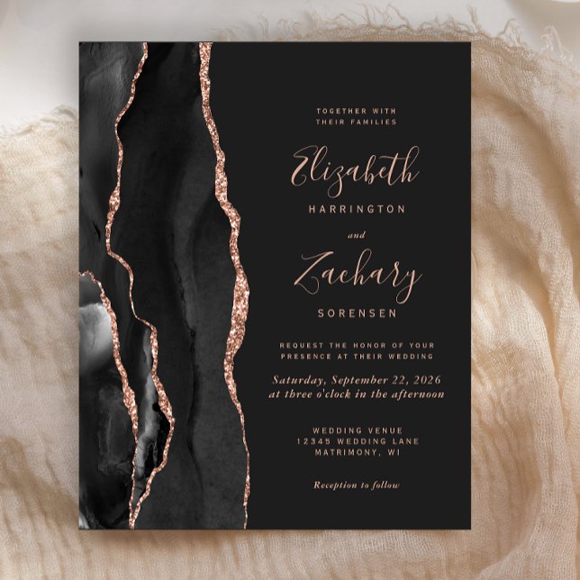 Budget Black Rose Gold Agate Dark Wedding (Von Creator hochgeladen)
