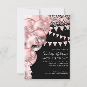 Budget Black Rose Gold Ballon jedes Alter Geburtst Mitteilungskarte